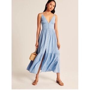 Abercrombie & Fitch Blue Button Through Maxi Dress